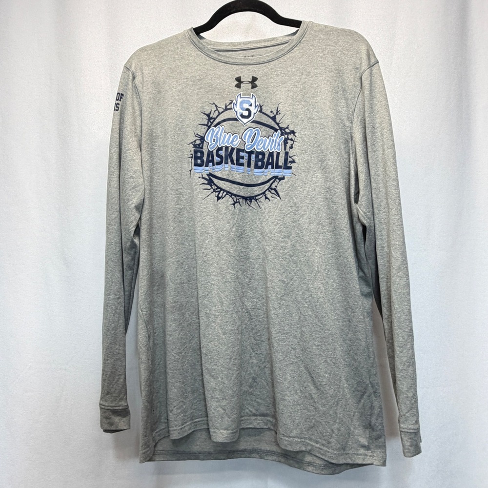 Blue Devils Duke Under Armour Basketball Shirt Mens Medium Gray Coach Ellis NCAA